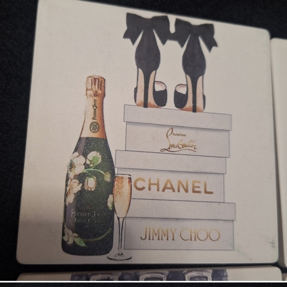 NWT 4 Designer Ceramic Coasters With Sophisticated Design 4x4 Size Beautiful !! - Picture 6 of 7